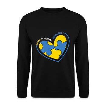 Down Syndrom Bewusstsein Herz Puzzle - Unisex Pullover - Schwarz - Vorne - Alina (178cm) & Michal (187cm)