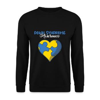 Down Syndrom Bewusstsein Herz Puzzle - Unisex Pullover - Schwarz - Vorne - Alina (178cm) & Michal (187cm)