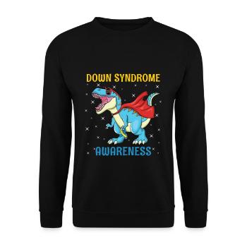 Dinosaur Superhero Down Syndrome Awareness - Unisex Sweatshirt - black - Front - Alina (178cm) & Michal (187cm)