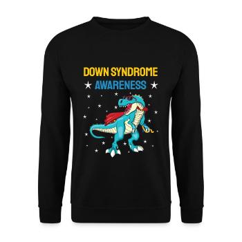 Dinosaur Down Syndrome Consciousness - Unisex Sweatshirt - black - Front - Alina (178cm) & Michal (187cm)