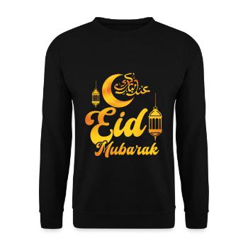 Eid Mubarak Celebration with Moon and Lanterns - Unisex Sweatshirt - black - Front - Alina (178cm) & Michal (187cm)