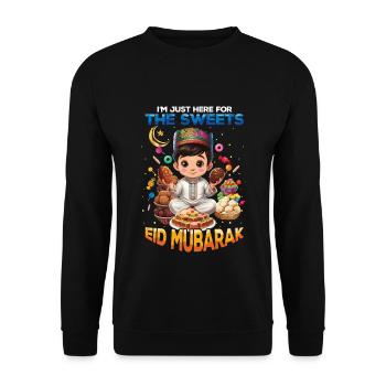 Eid Mubarak Sweet Treats Moon - Unisex Sweatshirt - black - Front - Alina (178cm) & Michal (187cm)