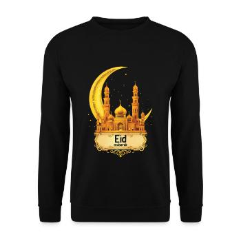 Eid Mubarak Solemn Mosque with Crescent Moon - Unisex Sweatshirt - black - Front - Alina (178cm) & Michal (187cm)