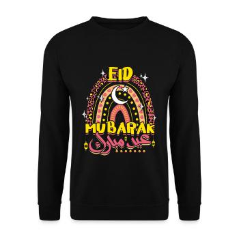 Eid Mubarak Rainbow Moon and Stars Design - Unisex Sweatshirt - black - Front - Alina (178cm) & Michal (187cm)