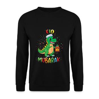 Eid Mubarak Dinosaur Lantern Celebration - Unisex Sweatshirt - black - Front - Alina (178cm) & Michal (187cm)