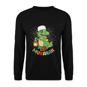 Happy Dinosaur Eid Mubarak Illustration - Unisex Sweatshirt - black - Front - Alina (178cm) & Michal (187cm)