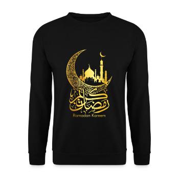 Eid Mubarak Ramadan Kareem Moon Mosque Design - Unisex Sweatshirt - black - Front - Alina (178cm) & Michal (187cm)