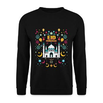 Eid Mubarak Solemn Colorful Mosque - Unisex Sweatshirt - black - Front - Alina (178cm) & Michal (187cm)