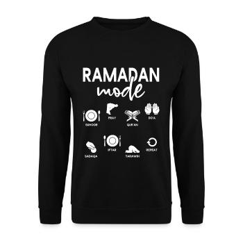 Ramadan Modus Eid Mubarak Suhoor Pray Do'a - Unisex Sweatshirt - black - Front - Alina (178cm) & Michal (187cm)