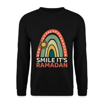 Smile It's Ramadan Eid Mubarak Joy - Unisex Sweatshirt - black - Front - Alina (178cm) & Michal (187cm)