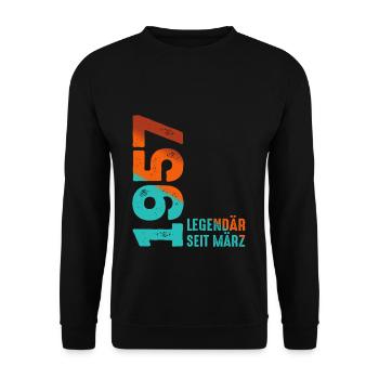 Legendär Seit März 1957 März 1957 Geburtstag 1957 - Unisex Pullover - Schwarz - Vorne - Alina (178cm) & Michal (187cm)
