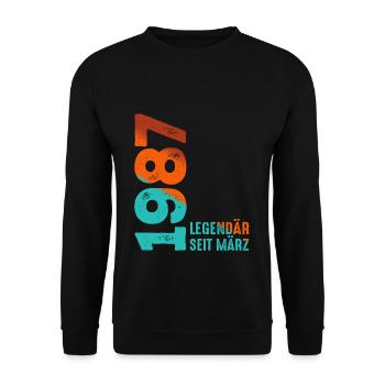Légendaire Depuis Mars 1987 Mars 1987 Anniversaire 1987 - Sweat-shirt Unisexe - noir - Devant - Alina (178cm) & Michal (187cm)
