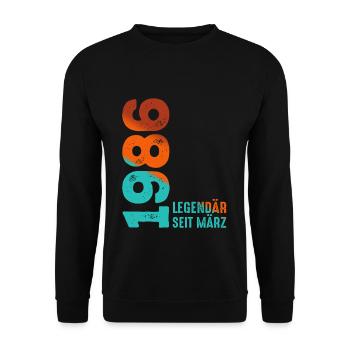 Legendary Since March 1986 March 1986 Birthday 1986 - Unisex Sweatshirt - black - Front - Alina (178cm) & Michal (187cm)