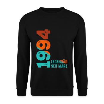Legendär Seit März 1994 März 1994 Geburtstag 1994 - Unisex Pullover - Schwarz - Vorne - Alina (178cm) & Michal (187cm)