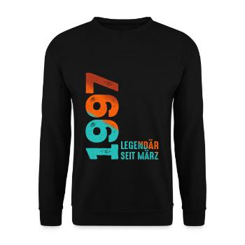 Légendaire Depuis Mars 1997 Mars 1997 Anniversaire 1997 - Sweat-shirt Unisexe - noir - Devant - Alina (178cm) & Michal (187cm)