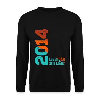 Légendaire Depuis Mars 2014 Mars 2014 Anniversaire 2014 - Sweat-shirt Unisexe - noir - Devant - Alina (178cm) & Michal (187cm)