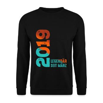 Légendaire Depuis Mars 2019 Mars 2019 Anniversaire 2019 - Sweat-shirt Unisexe - noir - Devant - Alina (178cm) & Michal (187cm)