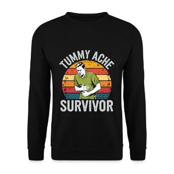 Bauchweh Überlebender Tummy Ache Survivor Retro - Unisex Sweatshirt - black - Front - Alina (178cm) & Michal (187cm)