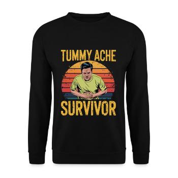 Stomach ache Survivor Retro style Humorous - Unisex Sweatshirt - black - Front - Alina (178cm) & Michal (187cm)