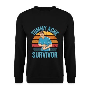 Stomachache Survivor Humorous Belly Ache Design - Unisex Sweatshirt - black - Front - Alina (178cm) & Michal (187cm)