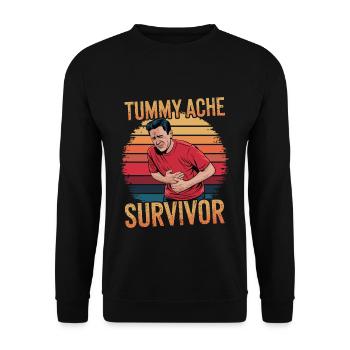 Bauchweh Überlebender Tummy Ache Survivor - Unisex Sweatshirt - black - Front - Alina (178cm) & Michal (187cm)