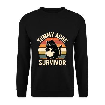 Maux de ventre : Survivor Cat Look rétro - Sweat-shirt Unisexe - noir - Devant - Alina (178cm) & Michal (187cm)
