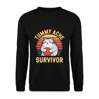 Belly Ache: Survivor Cat Tummy Ache Survivor - Unisex Sweatshirt - black - Front - Alina (178cm) & Michal (187cm)
