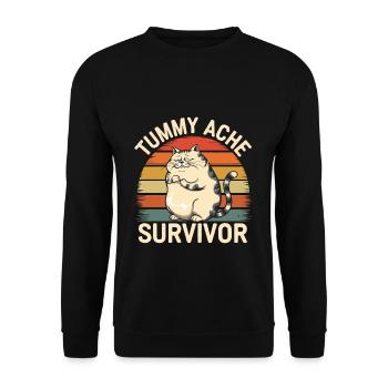 Belly Ache, Survivor Cat, Vintage Style - Unisex Sweatshirt - black - Front - Alina (178cm) & Michal (187cm)