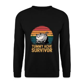 Maux de ventre : Survivor Cat Look rétro - Sweat-shirt Unisexe - noir - Devant - Alina (178cm) & Michal (187cm)