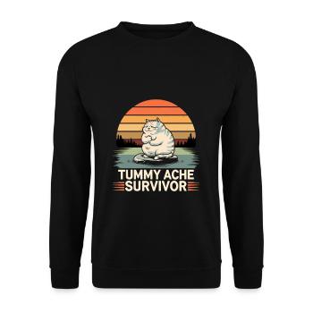 Belly Ache, Survivor Cat, Funny - Unisex Sweatshirt - black - Front - Alina (178cm) & Michal (187cm)