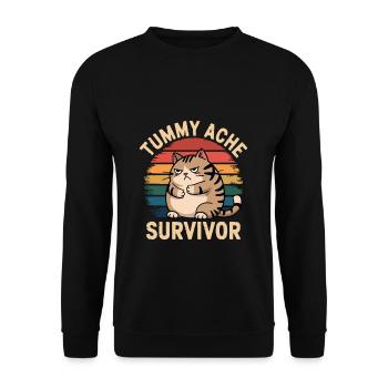 Tummy Ache, Survivalist, Cat, Retro, Sunset - Unisex Sweatshirt - black - Front - Alina (178cm) & Michal (187cm)