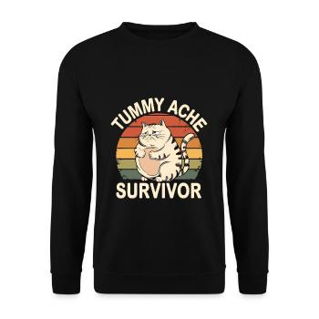 Belly Ache: Survivor Cat Vintage - Unisex Sweatshirt - black - Front - Alina (178cm) & Michal (187cm)