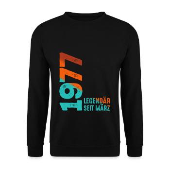 Légendaire depuis mars 1977 mars 1977 Anniversaire 1977 - Sweat-shirt Unisexe - noir - Devant - Alina (178cm) & Michal (187cm)