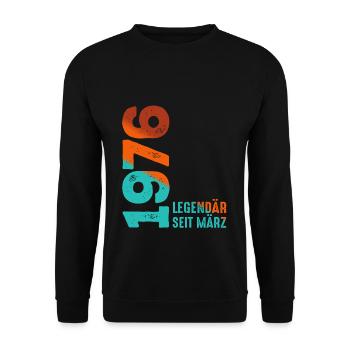 Legendär Seit März 1976 März 1976 Geburtstag 1976 - Unisex Pullover - Schwarz - Vorne - Alina (178cm) & Michal (187cm)