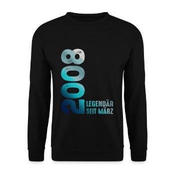 Legendary Since March 2008 March 2008 Birthday 2008 - Unisex Sweatshirt - black - Front - Alina (178cm) & Michal (187cm)