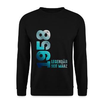 Legendär Seit März 1958 März 1958 Geburtstag 1958 - Unisex Pullover - Schwarz - Vorne - Alina (178cm) & Michal (187cm)