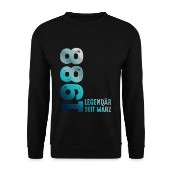 Legendär Seit März 1988 März 1988 Geburtstag 1988 - Unisex Pullover - Schwarz - Vorne - Alina (178cm) & Michal (187cm)