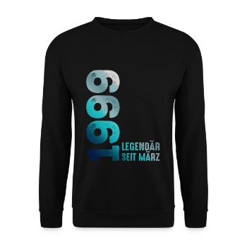 Legendär Seit März 1999 März 1999 Geburtstag 1999 - Unisex Pullover - Schwarz - Vorne - Alina (178cm) & Michal (187cm)