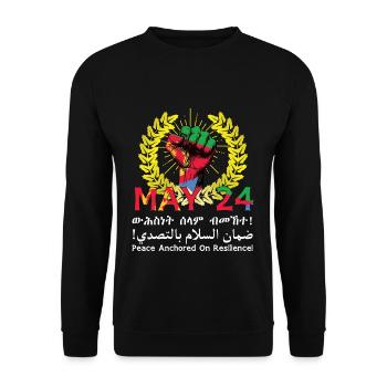 Eritrea May 24 Frieden Verankert In Resilienz - Unisex Pullover - Schwarz - Vorne - Alina (178cm) & Michal (187cm)