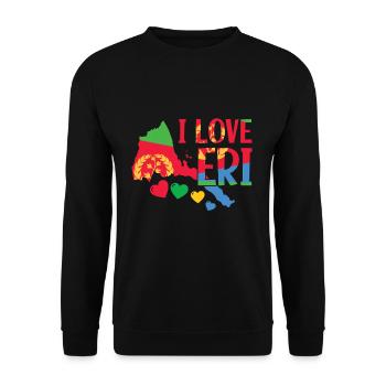 Eritrea Karte Mit Herz I Love Eri - Unisex Pullover - Schwarz - Vorne - Alina (178cm) & Michal (187cm)