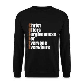 Christlicher Kaffee Christlicher Kaffee - Unisex Pullover - Schwarz - Vorne - Alina (178cm) & Michal (187cm)