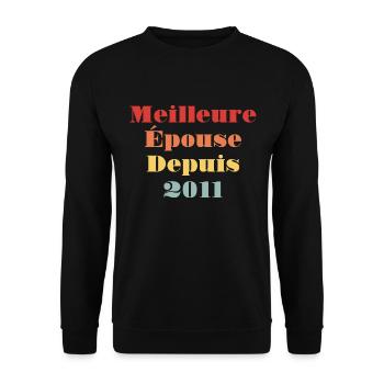 Meilleure Épouse Depuis 2011 - Anniversaire de mar - Sweat-shirt Unisexe - noir - Devant - Alina (178cm) & Michal (187cm)