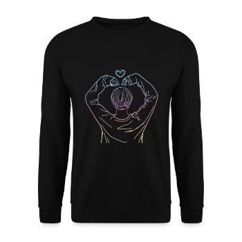 Coeur kpop koreapop KPOP idée cadeau - Sweat-shirt Unisexe - noir - Devant - Alina (178cm) & Michal (187cm)