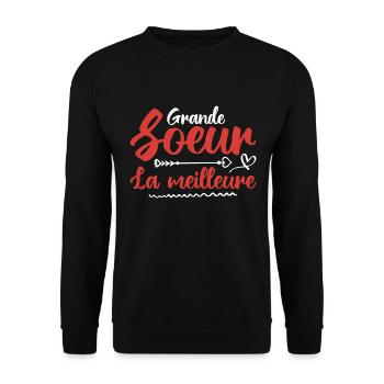 Beste große Schwester - Unisex Pullover - Schwarz - Vorne - Alina (178cm) & Michal (187cm)