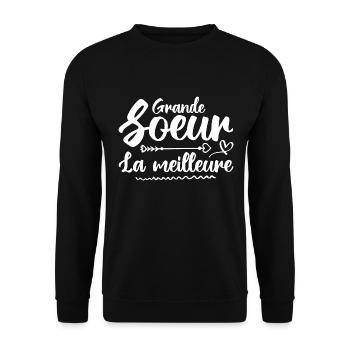 Beste große Schwester - Unisex Pullover - Schwarz - Vorne - Alina (178cm) & Michal (187cm)