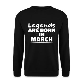 Im März werden Legenden geboren - Unisex Pullover - Schwarz - Vorne - Alina (178cm) & Michal (187cm)