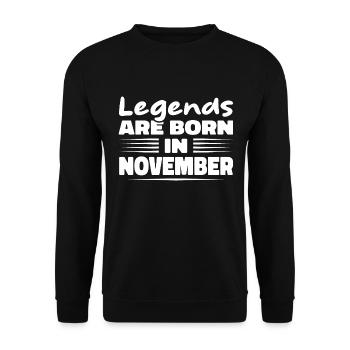 Im November werden Legenden geboren - Unisex Pullover - Schwarz - Vorne - Alina (178cm) & Michal (187cm)