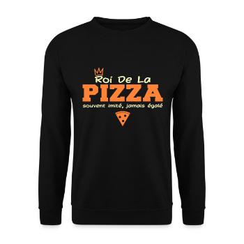 Roi de la pizza | cadeau drôle pizzaiolo - Sweat-shirt Unisexe - noir - Devant - Alina (178cm) & Michal (187cm)
