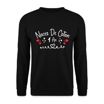noces de coton - Sweat-shirt Unisexe - noir - Devant - Alina (178cm) & Michal (187cm)
