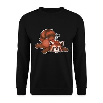 Niedlicher schlafender Kleiner Panda Geschenk - Unisex Pullover - Schwarz - Vorne - Alina (178cm) & Michal (187cm)